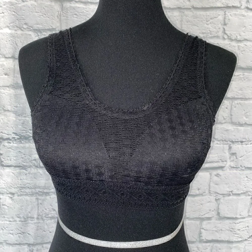 Women’s lace pullover bralette w/removable bra pads black sz small women